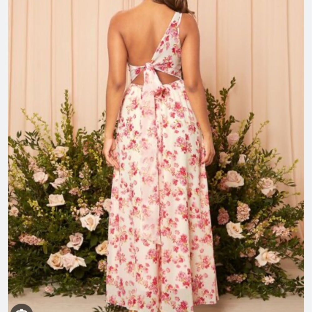 One-Shoulder Floral Formal Dress